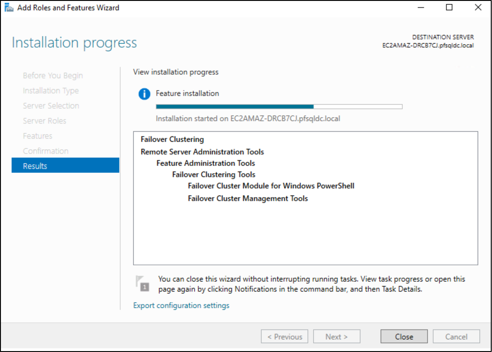 This figure shows the installation progress and completion.